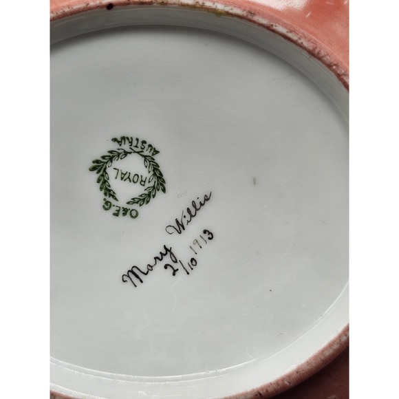 O & E G Royal Austria Gold Trim Porcelain Bowl With Handles Signed & Numbered‎ - Picture 7 of 8